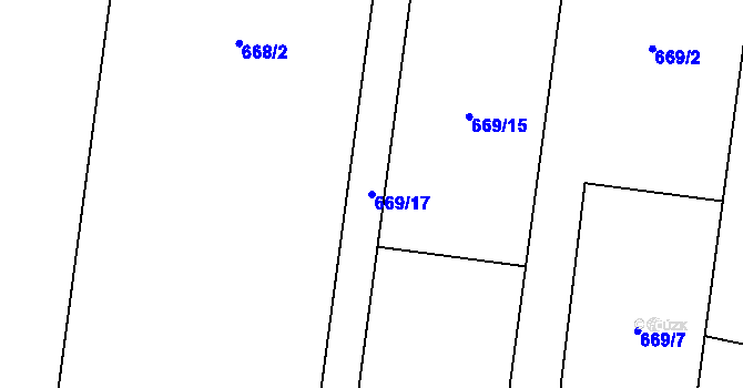 Parcela st. 669/17 v KÚ Darkovičky, Katastrální mapa