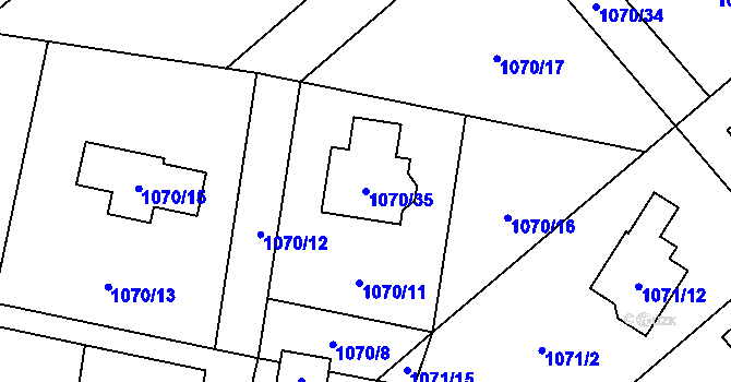 Parcela st. 1070/35 v KÚ Darkovičky, Katastrální mapa