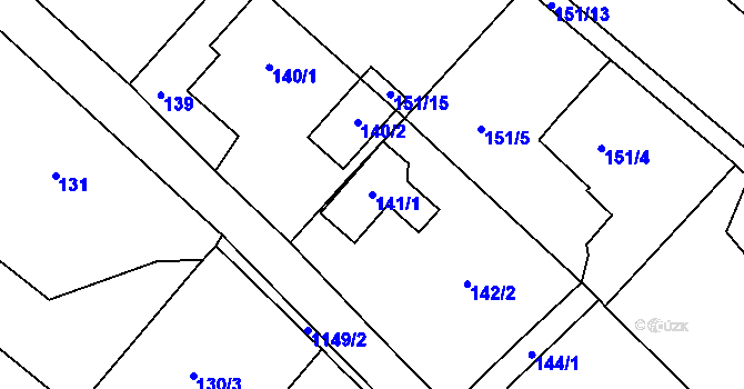 Parcela st. 141/1 v KÚ Darkovičky, Katastrální mapa