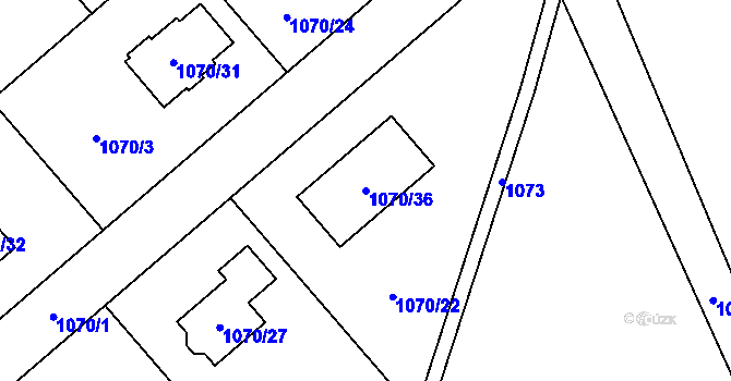 Parcela st. 1070/36 v KÚ Darkovičky, Katastrální mapa