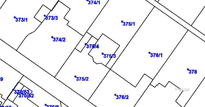 Parcela st. 375/3 v KÚ Darkovičky, Katastrální mapa