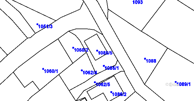 Parcela st. 1086/5 v KÚ Darkovičky, Katastrální mapa