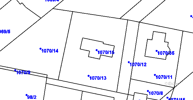 Parcela st. 1070/15 v KÚ Darkovičky, Katastrální mapa
