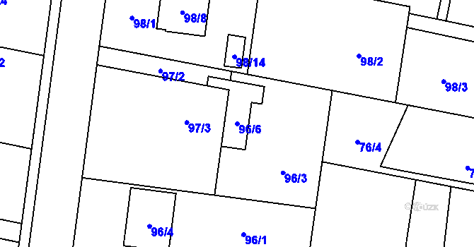 Parcela st. 96/6 v KÚ Darkovičky, Katastrální mapa