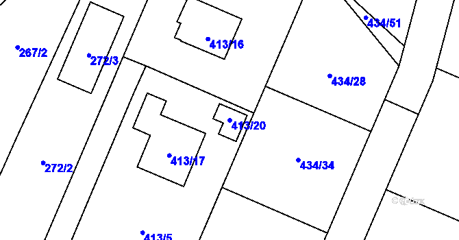 Parcela st. 413/20 v KÚ Darkovičky, Katastrální mapa