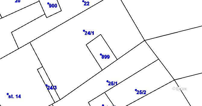 Parcela st. 13 v KÚ Hluchov, Katastrální mapa