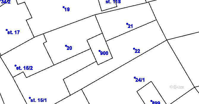 Parcela st. 16 v KÚ Hluchov, Katastrální mapa