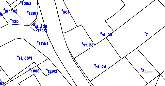 Parcela st. 25 v KÚ Hluchov, Katastrální mapa