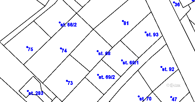 Parcela st. 68 v KÚ Hluchov, Katastrální mapa