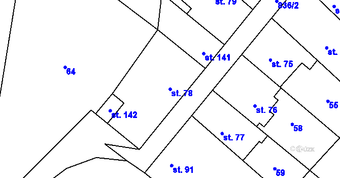 Parcela st. 78 v KÚ Hluchov, Katastrální mapa