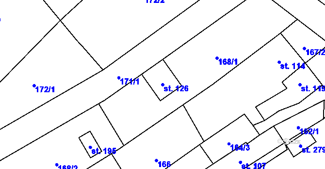 Parcela st. 126 v KÚ Hluchov, Katastrální mapa