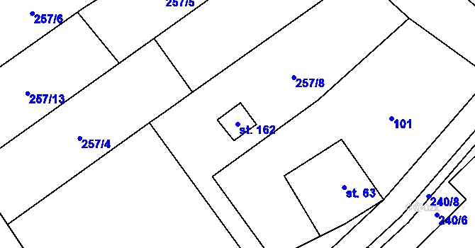 Parcela st. 162 v KÚ Hluchov, Katastrální mapa