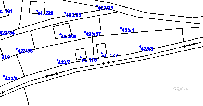 Parcela st. 177 v KÚ Hluchov, Katastrální mapa