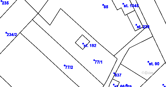 Parcela st. 192 v KÚ Hluchov, Katastrální mapa