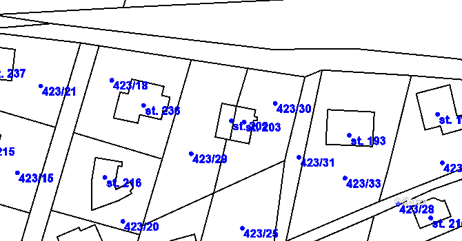 Parcela st. 202 v KÚ Hluchov, Katastrální mapa