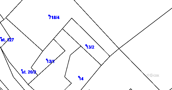 Parcela st. 13/2 v KÚ Hluchov, Katastrální mapa