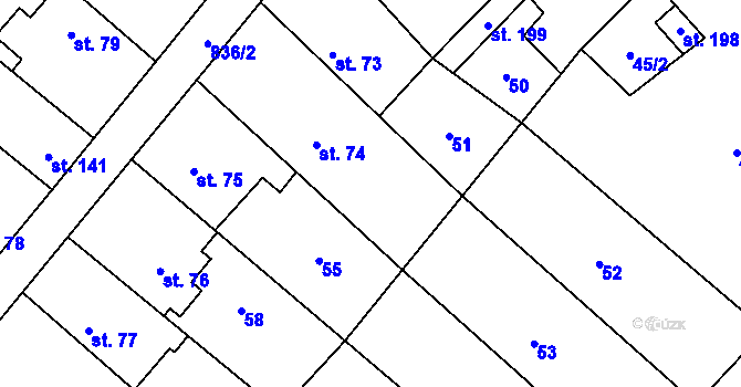 Parcela st. 54 v KÚ Hluchov, Katastrální mapa