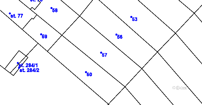 Parcela st. 57 v KÚ Hluchov, Katastrální mapa