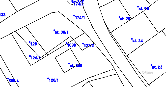 Parcela st. 127/2 v KÚ Hluchov, Katastrální mapa