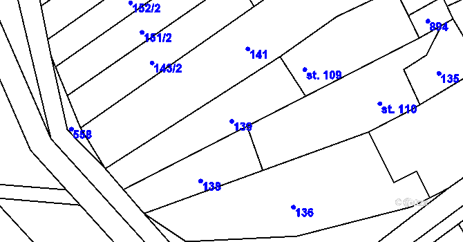 Parcela st. 139 v KÚ Hluchov, Katastrální mapa