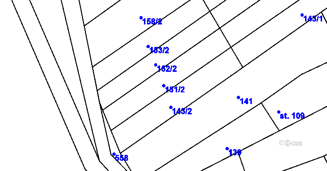 Parcela st. 151/2 v KÚ Hluchov, Katastrální mapa