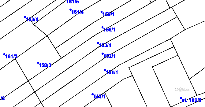Parcela st. 152/1 v KÚ Hluchov, Katastrální mapa
