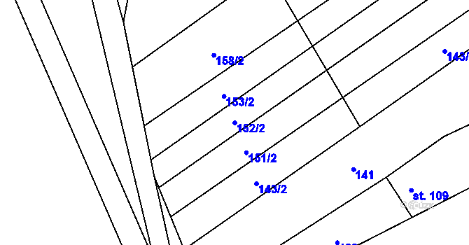 Parcela st. 152/2 v KÚ Hluchov, Katastrální mapa