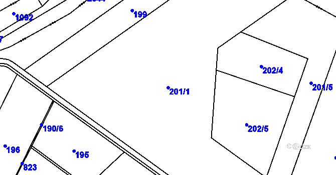Parcela st. 201/1 v KÚ Hluchov, Katastrální mapa