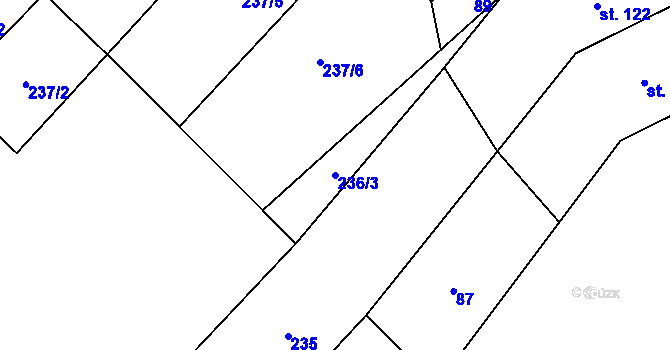 Parcela st. 236/3 v KÚ Hluchov, Katastrální mapa