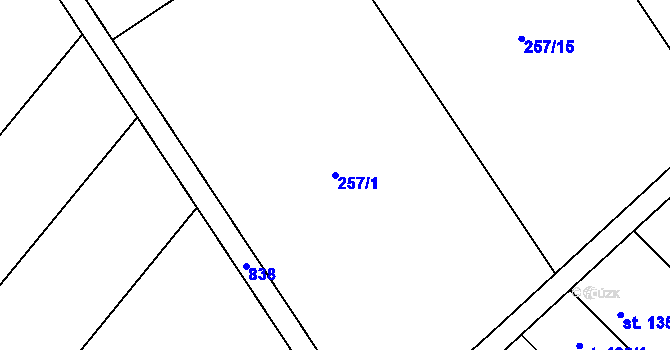 Parcela st. 257/1 v KÚ Hluchov, Katastrální mapa