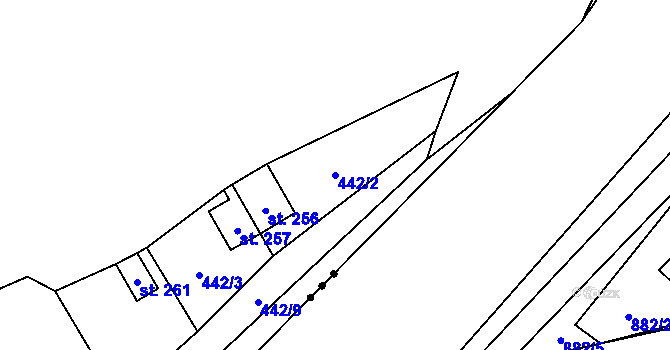 Parcela st. 442/2 v KÚ Hluchov, Katastrální mapa
