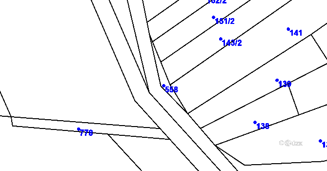 Parcela st. 558 v KÚ Hluchov, Katastrální mapa