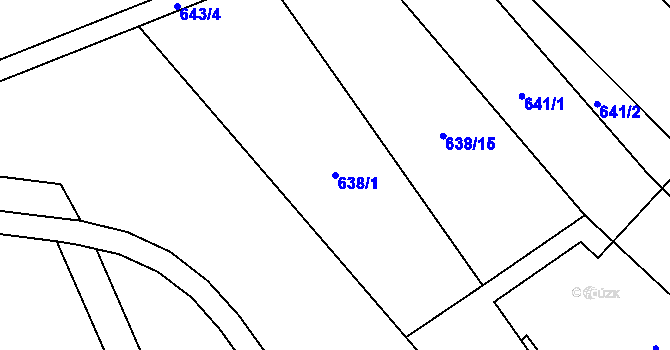 Parcela st. 638/1 v KÚ Hluchov, Katastrální mapa