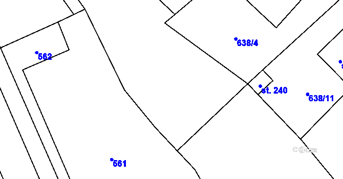 Parcela st. 638/3 v KÚ Hluchov, Katastrální mapa