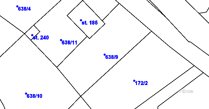 Parcela st. 638/9 v KÚ Hluchov, Katastrální mapa