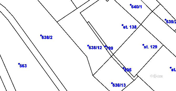 Parcela st. 638/12 v KÚ Hluchov, Katastrální mapa