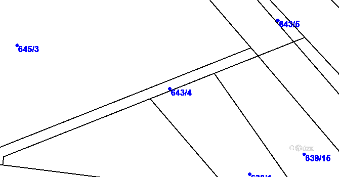 Parcela st. 643/4 v KÚ Hluchov, Katastrální mapa