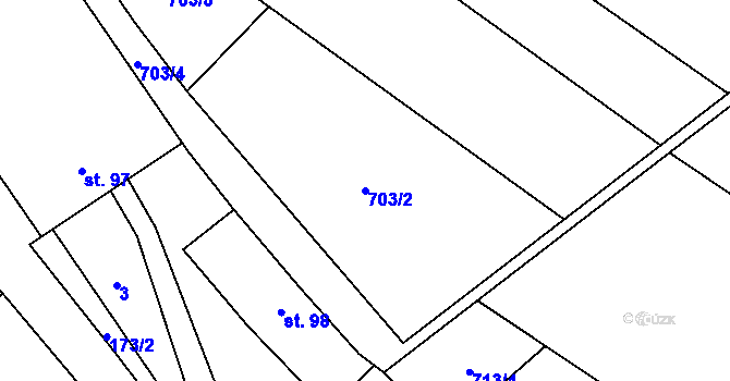 Parcela st. 703/2 v KÚ Hluchov, Katastrální mapa