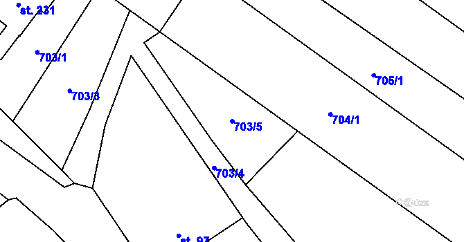 Parcela st. 703/5 v KÚ Hluchov, Katastrální mapa