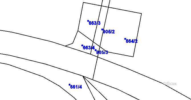 Parcela st. 805/3 v KÚ Hluchov, Katastrální mapa