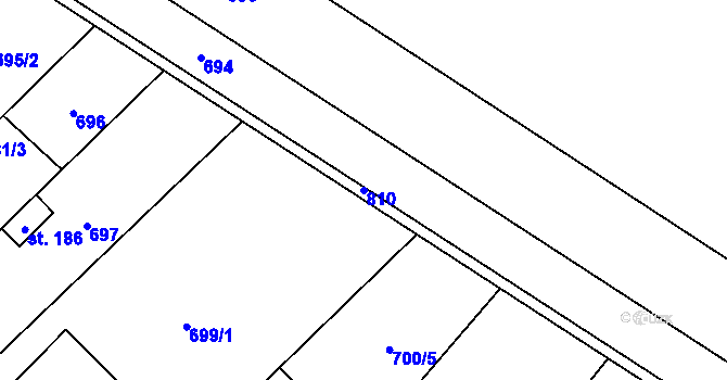 Parcela st. 810 v KÚ Hluchov, Katastrální mapa