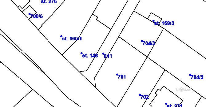 Parcela st. 811 v KÚ Hluchov, Katastrální mapa