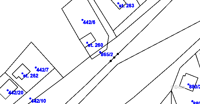 Parcela st. 865/2 v KÚ Hluchov, Katastrální mapa