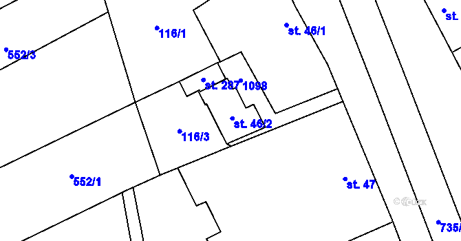 Parcela st. 46/2 v KÚ Hluchov, Katastrální mapa