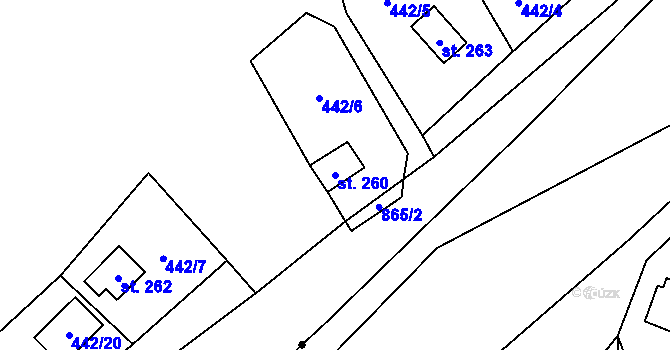 Parcela st. 260 v KÚ Hluchov, Katastrální mapa