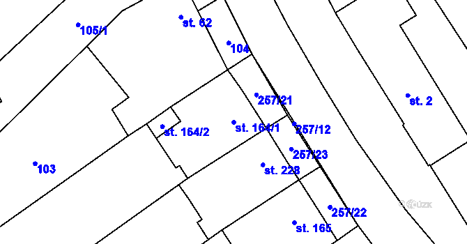 Parcela st. 164/1 v KÚ Hluchov, Katastrální mapa