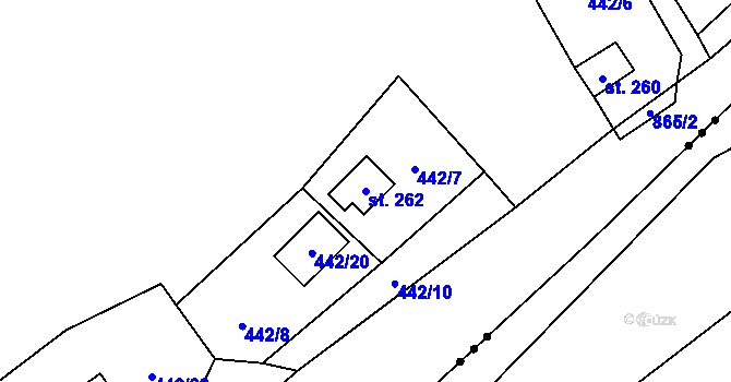 Parcela st. 262 v KÚ Hluchov, Katastrální mapa