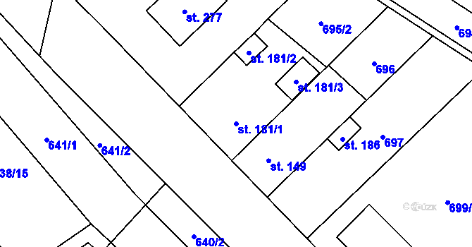 Parcela st. 181/1 v KÚ Hluchov, Katastrální mapa