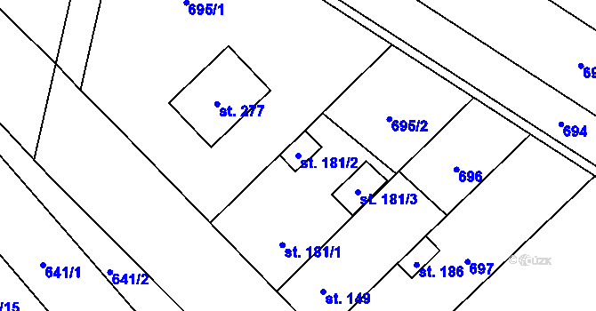 Parcela st. 181/2 v KÚ Hluchov, Katastrální mapa