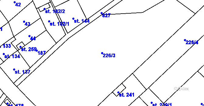 Parcela st. 226/3 v KÚ Hluchov, Katastrální mapa